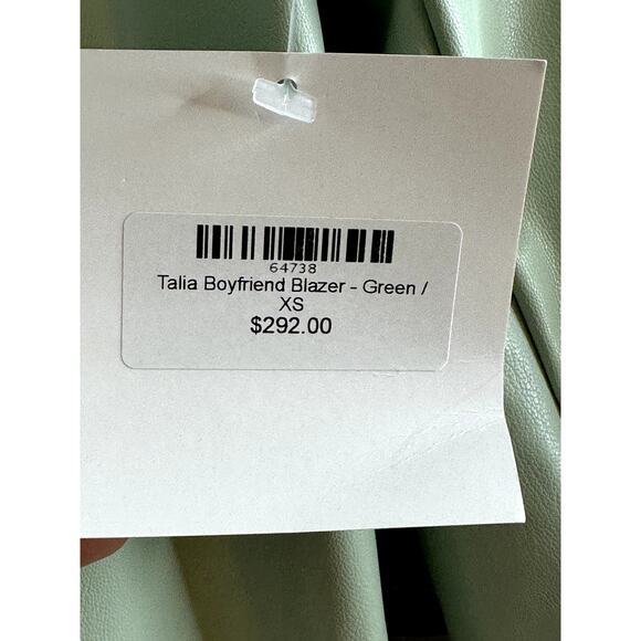 NWT For Love & Lemons Mint Green Oversized Faux Leather Blazer Jacket Size XS - Picture 10 of 11